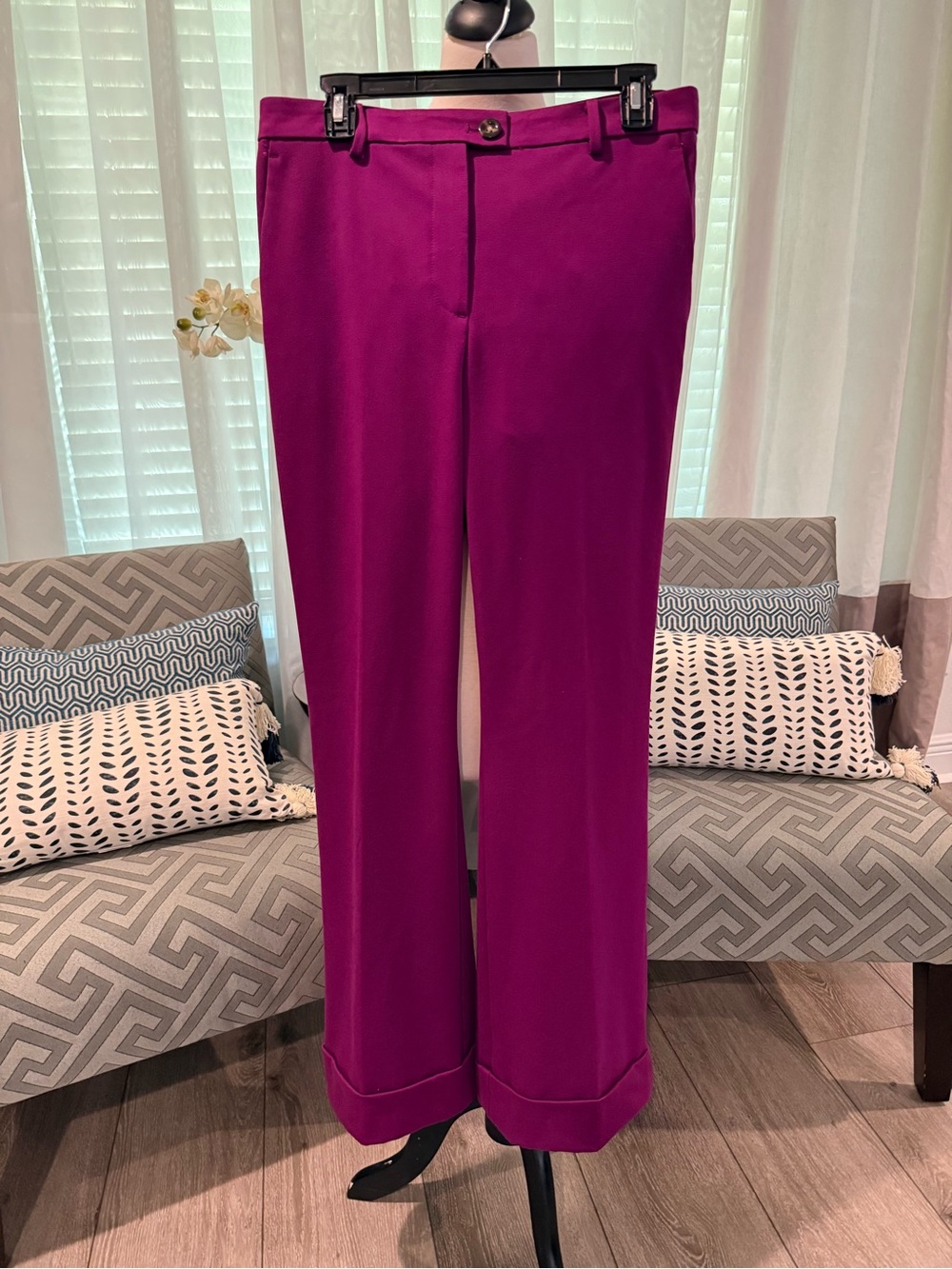Ann Taylor Wide-Leg Trousers in Magenta